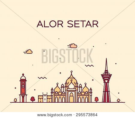 Alor Setar Skyline Kedah Malaysia Vector Linear