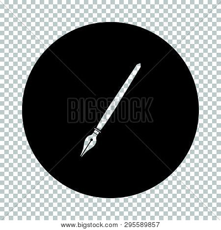 Fountain Pen Icon. Subtract Stencil Design On Tranparency Grid. Vector Illustration.