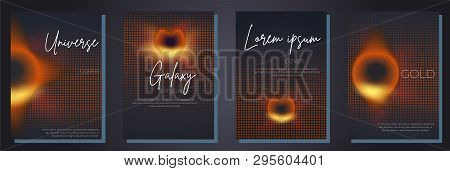 Black Hole Galaxy Futuristic Vector Cover Dark Design Template Set. Abstract Mockup With New Sci-fi 