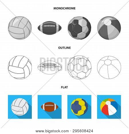 Vector Illustration Of Sport And Ball Symbol. Set Of Sport And Athletic Stock Vector Illustration.