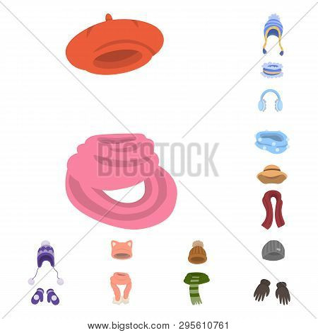 Isolated Object Of Headwear  And Fashion  Logo. Collection Of Headwear  And Cold Vector Icon For Sto