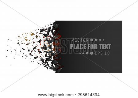 Creative Vector Illustration Of Blank Banner With Explosion, Debris Isolated On Transparent Backgrou