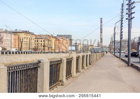 Obvodny Canal In St. Petersburg. Quay Bypass Channel. Russia, St. Petersburg, April 12, 2018