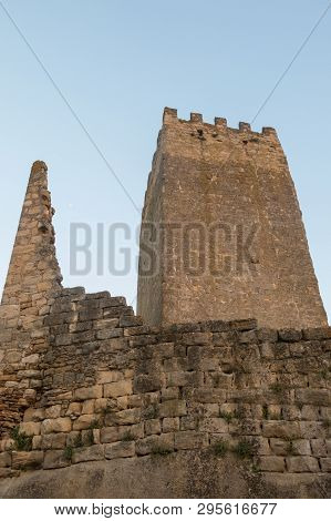 The Tower Of The Medieval Castle Of Peratallada In The Heart Of Costa Brava. Baix Emporda, Catalonia