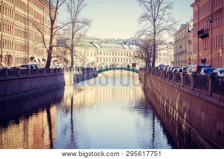Griboyedov Canal. Embankment Of The Griboedov Canal. Russia, St. Petersburg, April 12, 2018