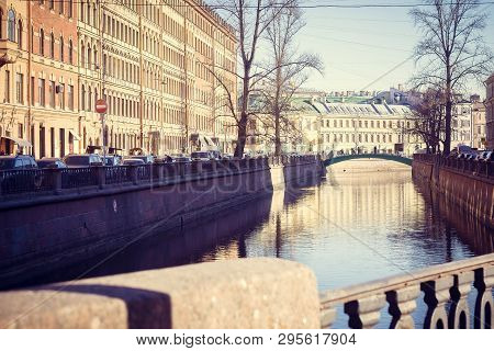 Griboyedov Canal. Embankment Of The Griboedov Canal. Russia, St. Petersburg, April 12, 2018