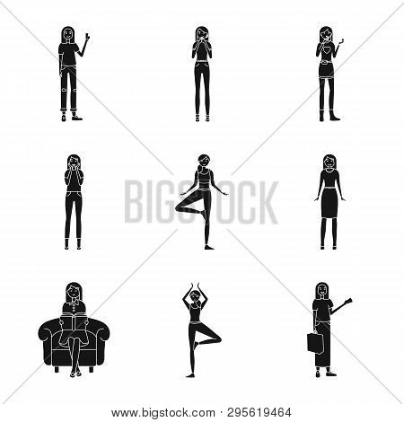 Isolated Object Of Emotions And Female Icon. Set Of Emotions And Body Stock Symbol For Web.