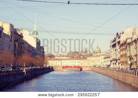 River Moika. Embankment Of The River Moika. Russia, St. Petersburg, April 12, 2018