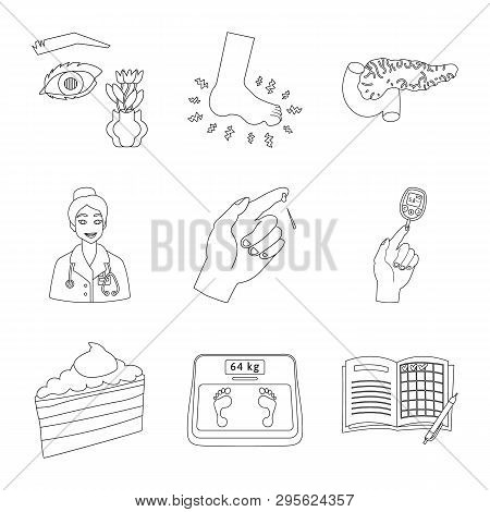 Vector Illustration Of Mellitus And Diabetes Sign. Set Of Mellitus And Diet Stock Symbol For Web.
