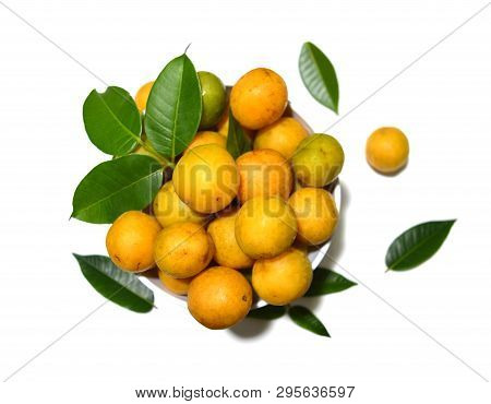 Canjaranas Fruits In Bowl Viewed From Above. Cajarana Fruit Os Brazil.