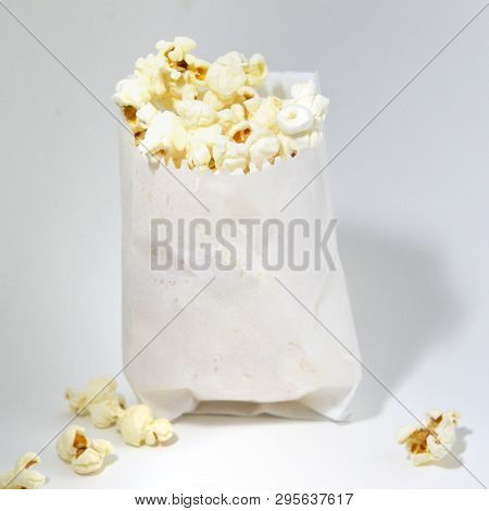 Popcorn. Popcorn Paper Bag Isolated On Background