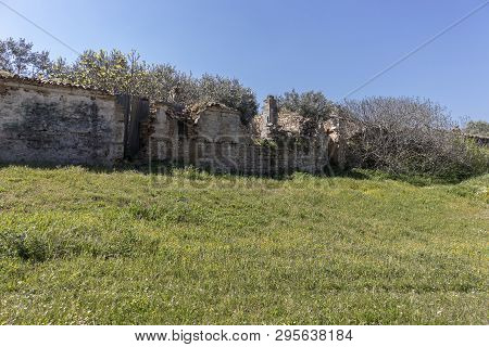 Nea Fokea, Kassandra,  Greece - March 31, 2019: Panorama Of Town Of Nea Fokea, Kassandra, Chalkidiki