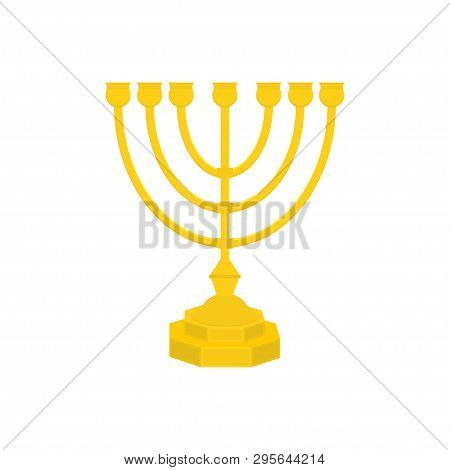 Menorah Vector Icon. Menorah - Traditional Seven-branched Jewish Candlestick For Hanukkah Design. Is