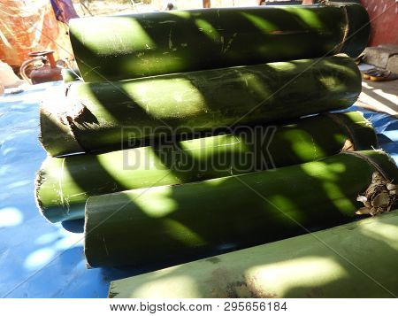Bamboo Pieces Used To Make Bamboo Chicken Or Bamboo Chicken Biryani Kept For Sale