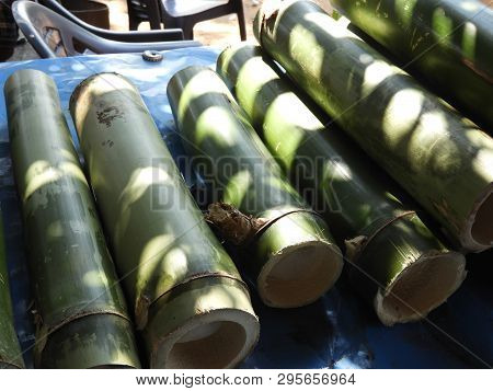 Bamboo Pieces Used To Make Bamboo Chicken Or Bamboo Chicken Biryani Kept For Sale