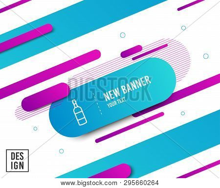 Brandy Bottle Line Icon. Whiskey Or Scotch Alcohol Sign. Diagonal Abstract Banner. Linear Brandy Bot