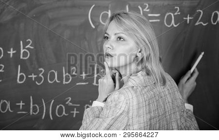 Testing. Teacher On School Lesson At Blackboard. Study And Education. Modern School. Knowledge Day. 