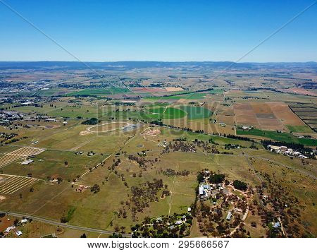 Aerial View Of The Regional Country City Of Bathurst From Mount Panorama Home Of Australia Most Famo