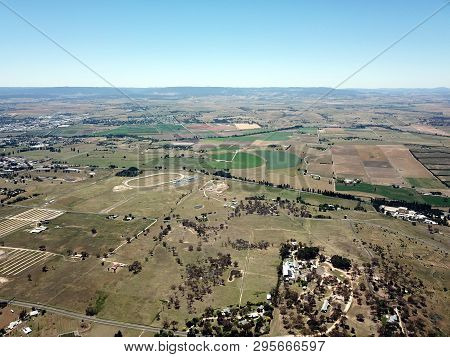 Aerial View Of The Regional Country City Of Bathurst From Mount Panorama Home Of Australia Most Famo