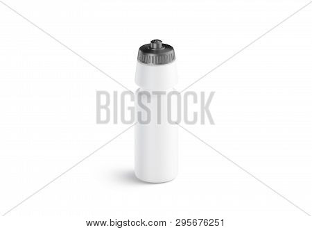 Blank White Plastic Sport Bottle Mock Up, Front View, Isolated, 3d Rendering. Clear Empty Can With G