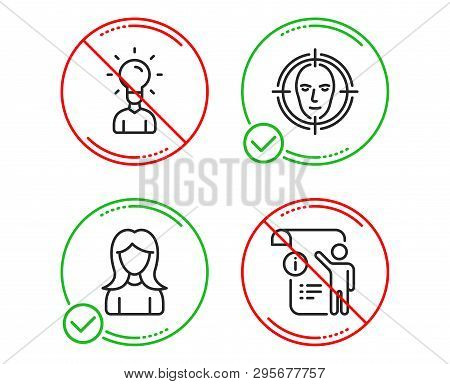 Do Or Stop. Education, Woman And Face Detect Icons Simple Set. Manual Doc Sign. Human Idea, Girl Pro