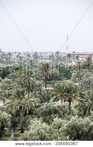 Aerial Panoramic View Of The City Of Marrakech, Morocco