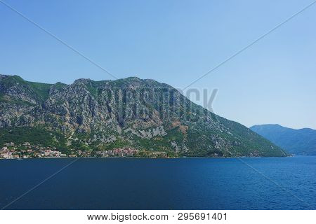 Boko-kotorska Bay In Montenegro. Small Old Town By The Sea. Mediterranean Seascape: Cozy Town With O