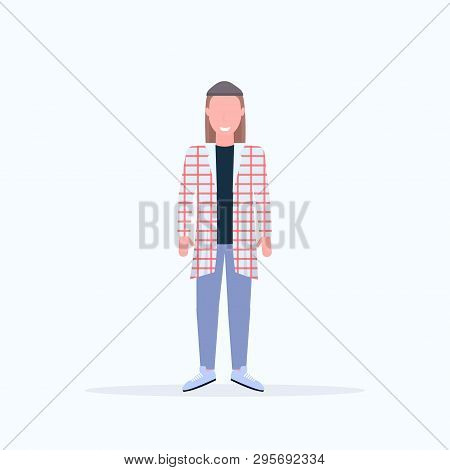 Happy Casual Man Standing Pose Smiling Long Haired Guy Wearing Trendy Clothes Male Cartoon Character