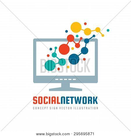 Social Network - Concept Business Logo Tempalte Vector Illustration. Computer Monitor Display Creati