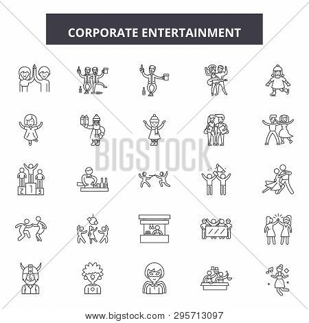 Corporate Entertainment Line Icons, Signs Set, Vector. Corporate Entertainment Outline Concept, Illu