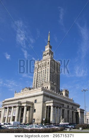 Warsaw, Poland, March 10, 2019: Palace Of Culture And Science, Warsaw.