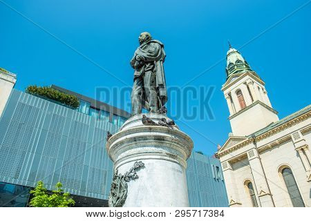 Zagreb, Croatia, Flowers Square, Monument Of Croatian Poet Petar Preradovic And Serbian Orthodox Chu