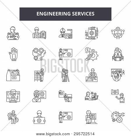 Engineering Service Line Icons, Signs Set, Vector. Engineering Service Outline Concept, Illustration