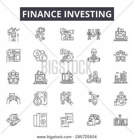 Finance Investing Line Icons, Signs Set, Vector. Finance Investing Outline Concept, Illustration: Mo