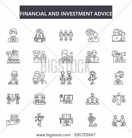 Financial And Investment Advice Line Icons, Signs Set, Vector. Financial And Investment Advice Outli