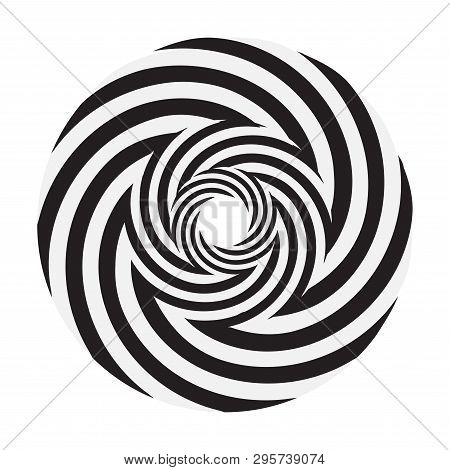 Monochrome Circular Spiral Isolated On White Background. Vector Illustration For Your Graphic Design
