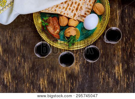 Judaism And Religious Torah On Jewish Matza On Passover Prayer