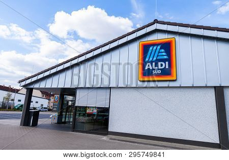 Nuremberg / Germany - April 7, 2019: Branch From Aldi Supermarket Chain. Aldi Is The Common Brand Of