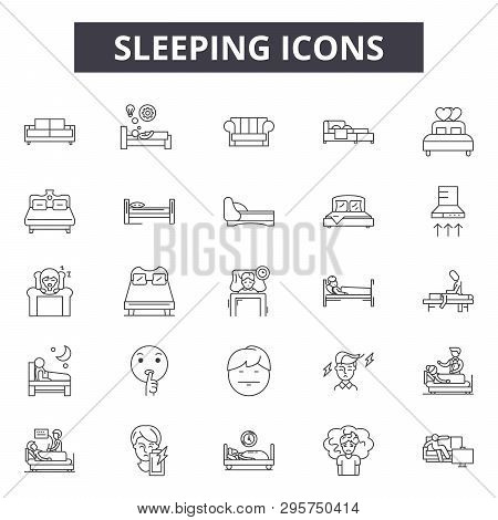 Slleping Line Icons, Signs Set, Vector. Slleping Outline Concept, Illustration: Nose, Cute, Outmoder