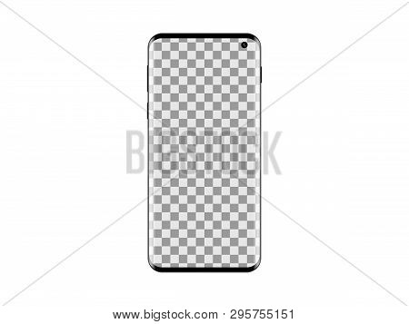New Smartphone With Transparent Screen On White Background Isolated Vector Illustration.  With Clipp