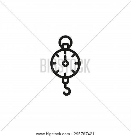Manual Scales Line Icon. Circle, Hook, Analog Device, Tool, Measuring. Weight Concept. Vector Illust