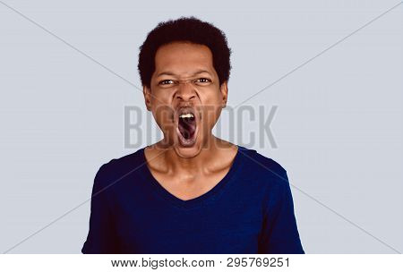 Portrait Of Afro American Screaming.