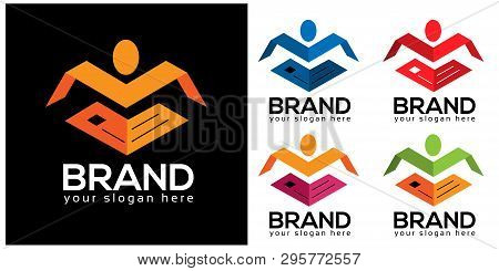 People Reading A Book Stock Logo Template. Like To Read