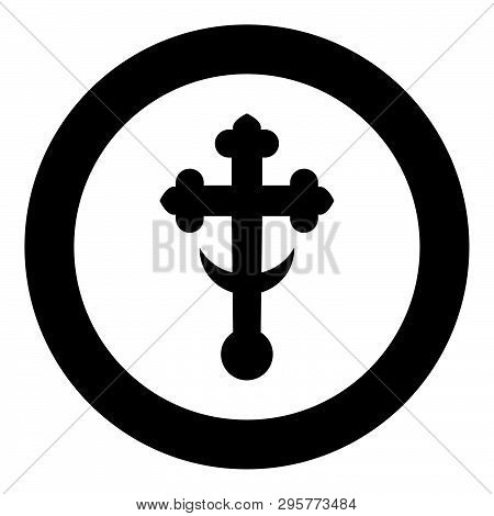 Cross Trefoil Shamrock On Church Cupola Domical With Half-moon Cross Monogram Religious Cross Icon I