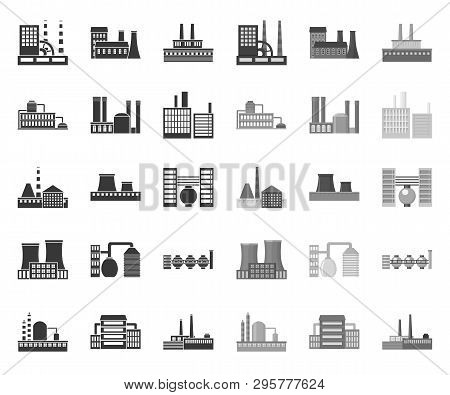 Factory And Facilities Black.mono Icons In Set Collection For Design. Factory And Equipment Vector S