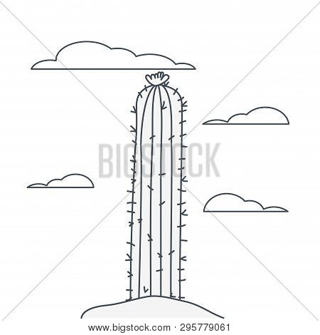 Cactus In Landscape Isolated Icon Vector Illustration Design