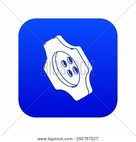 Cogwheel Clothes Button Icon Blue Vector Isolated On White Background