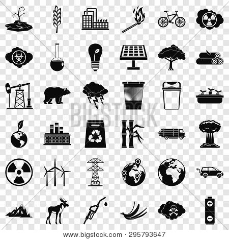 Environmental Icons Set. Simple Style Of 36 Environmental Vector Icons For Web For Any Design