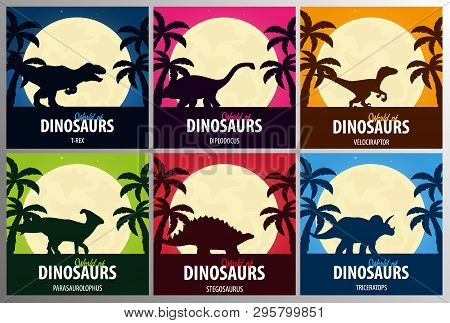 Banners Collection World Of Dinosaurs. Prehistoric World. Jurassic Period.
