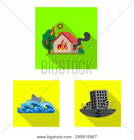 Isolated Object Of Natural And Disaster Logo. Set Of Natural And Risk Vector Icon For Stock.